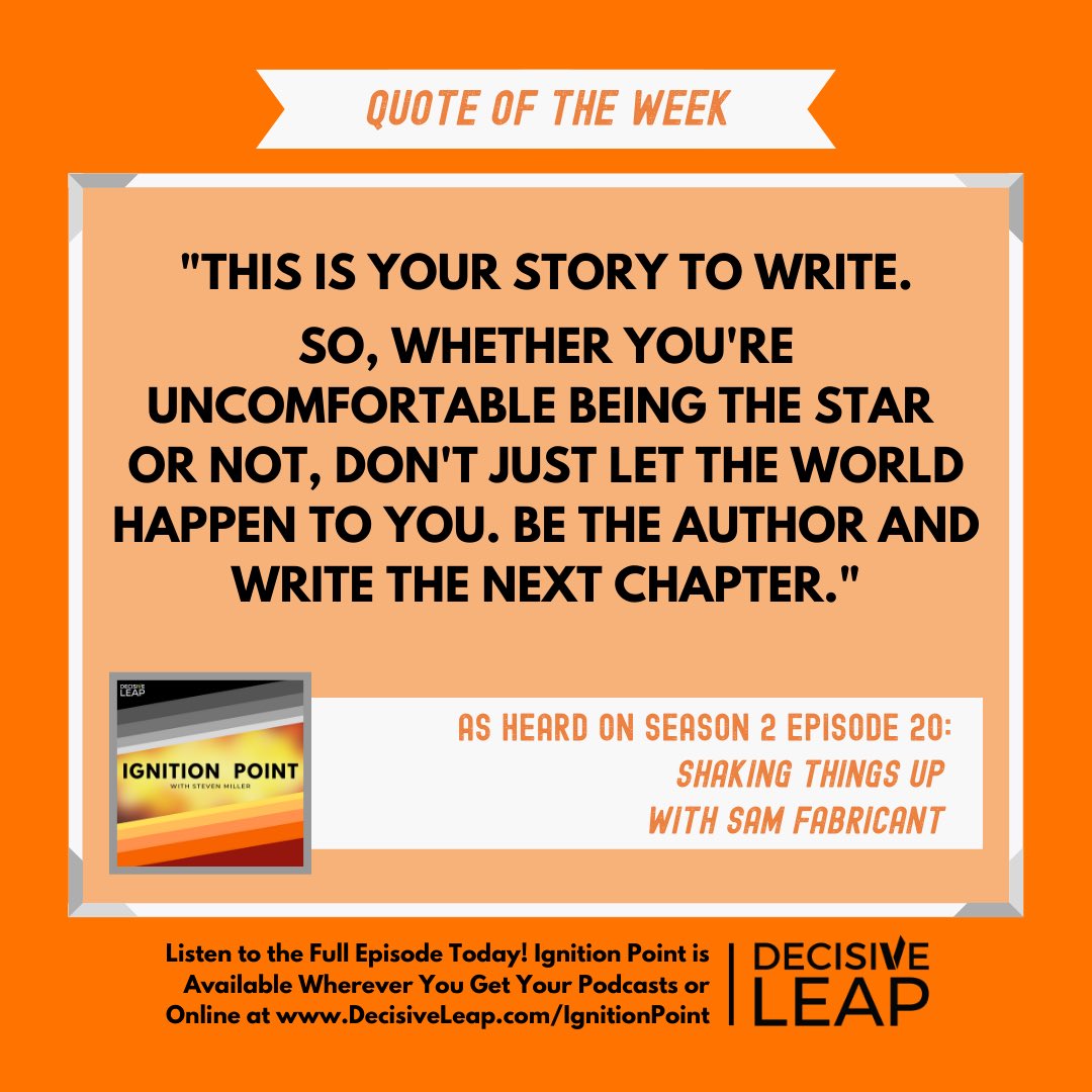 samfabricant's tweet image. I was just featured on #IgnitionPoint - a podcast for ambitious #youngprofessionals and aspiring #leaders - where I got to discuss the value of shaking things up and how seeking discomfort can lead to growth. You can listen to it here: bit.ly/S2E20-Experime… @stevemiller
