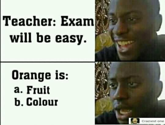 เมื่ออาจารย์บอกว่าออกข้อสอบไม่ยาก
กู : .....