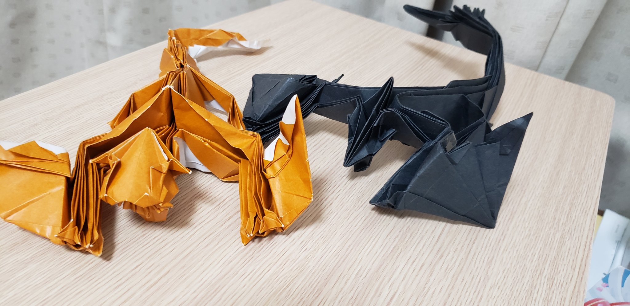 Saka Hiro ティガレックス ナルガクルガ 17年創作 今回リメイクするのはティガのみで ナルガはこのままです ティガレックス ナルガクルガ モンハン折り紙