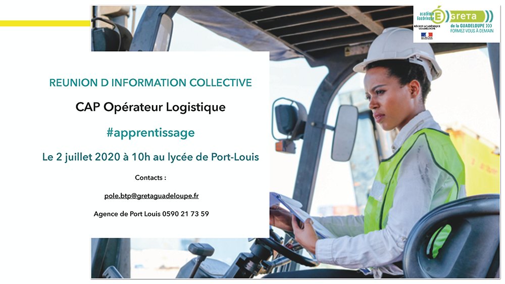 GretaGuad's tweet photo. #alternance #apprentissage #CAPOL
Devenir employé d'un service #logistique, #préparateur de commandes #magasinier ? Avec la formation #CAP #Opérateur #Logistique en #apprentissage 👍👌
Rejoignez-nous : #infocoll jeudi 2 juillet à 10h
+ d'infos 👉 0590 21 73 59 https://t.co/9ZTS5qyG3s
