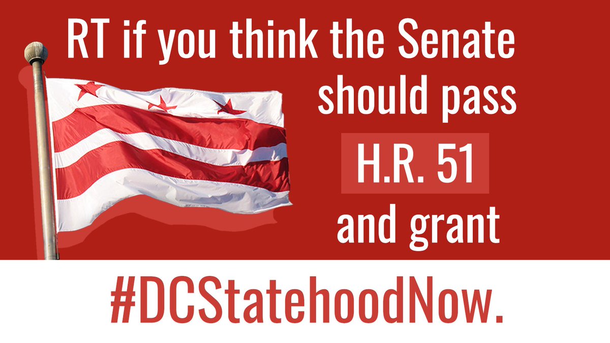 I just voted to make DC the 51st state in our Union and give equal representation to 700,000 American citizens. This historic legislation will grant DC residents the same protections and representation as their fellow citizens. We need #DCStatehood now! RT if you agree! #HR51