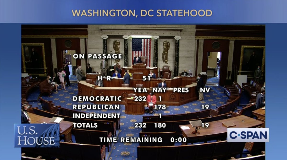 C-SPAN screen shows vote total: 232-180.