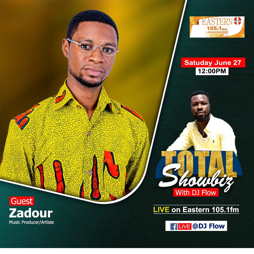 PGoaso's tweet photo. Don't miss this  interview with DJ Flow &amp;  Zadour Music on Total Showbiz @ Eastern Fm Tomorrow .
#Pgtv 
#TheStreetVibes 
#NoJargonNoBrouhaha https://t.co/Wg3bE1hoQ1