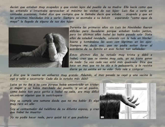 andrresmece's tweet photo. Hace meses escribí un pequeño relato que ha sido publicado en la revista de mi instituto, es muy sencillo pero creo que conseguí transmitir un mensaje que hoy en día es necesario recordar; tenemos que cuidar a nuestros mayores. 👇 https://t.co/2c520uRkgi