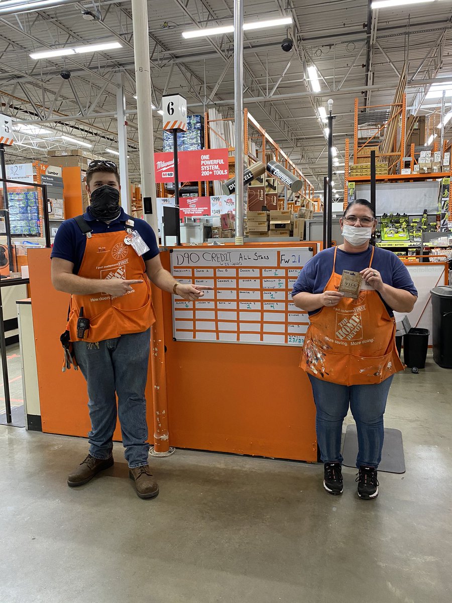 TimScalia's tweet photo. Super thrilled to share this, Wanda led the week in credit, being a true example on how to take care of our customers. She was awarded $25, to which she said she’d like to donate to the HomerFund to help others! Truly an amazing moment! Thank you Wanda! #THD #6374 https://t.co/lcKeqfMtu7