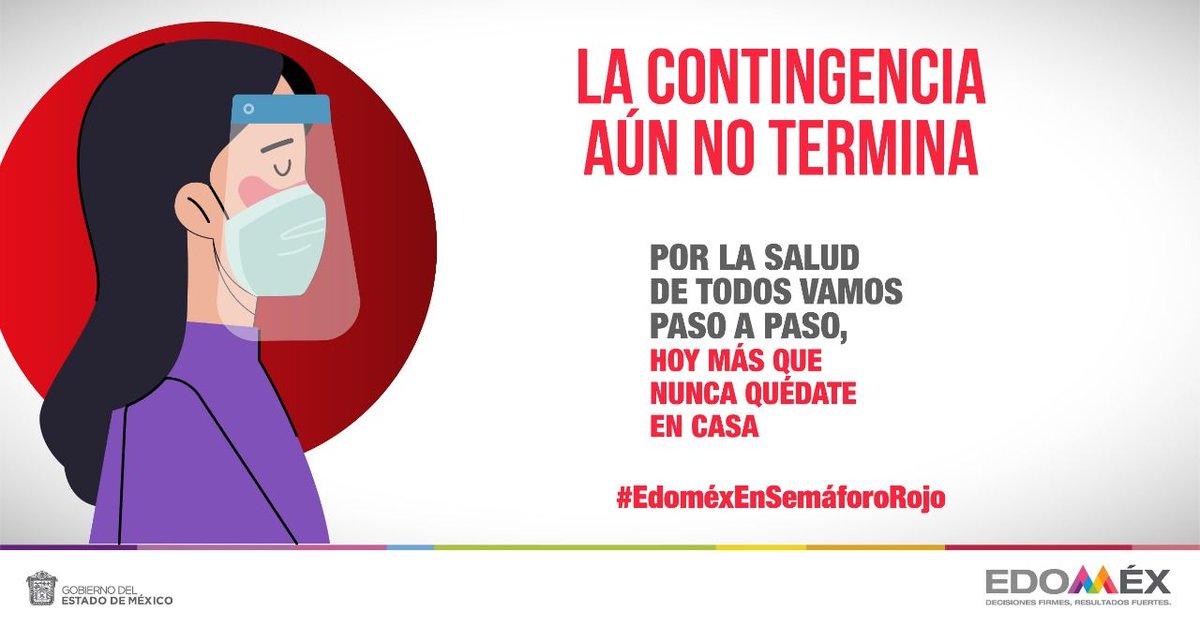 SEMSedomex's tweet photo. #Recurda usar el cubrebocas y lavarte las manos constantemente, la contingencia aún no termina seguimos en semáforo rojo 🚥🔴. #RegresoSeguroEdoméx #EdoméxEnSemáforoRojo https://t.co/EgOycbKmnm