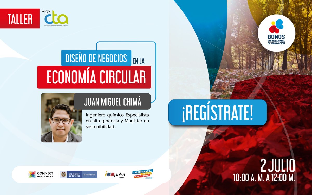 ConnectBogota's tweet photo. Te esperamos este jueves 📆2 de julio en el segundo taller del programa 'Bonos de innovación' en el que hablaremos sobre diseño de negocios en la economía circular. 
📝Inscríbete sin costo y fortalece tus conocimientos en cultura de innovación💡👉🏼 https://t.co/RkagM6OCcW https://t.co/oUrPyNI2Vr