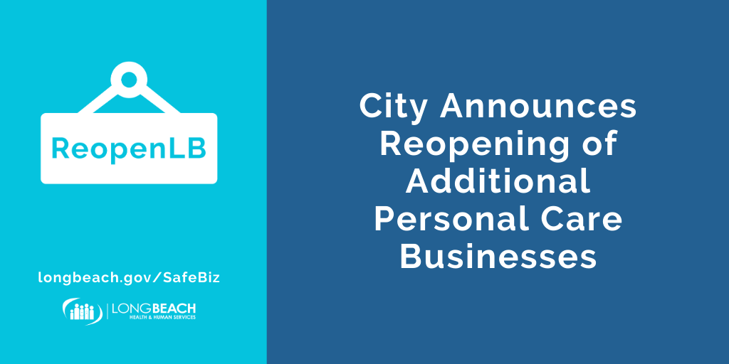 LongBeachCity's tweet photo. #ReopenLB UPDATE: As of today, personal care establishments are permitted to open with physical distancing & sanitization requirements. Businesses included: tattoo parlors, cosmetology services, body art, & more. #COVID19
Get more details ➡️ https://t.co/GFmHVEDcom https://t.co/nC70k0aXbW