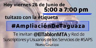 ElTablonMTA's tweet photo. #26Jun, juntos en @Twitter por el derecho humano al suministro de agua potable.

¿Eres usuario de @WhatsApp o @telegram_es?
Descarga la imagen y pásala a tus contactos de la subregión.
¿Familiares que residían en #Guarenas #Guatire o #Caucagua? Pasa la imagen. https://t.co/797IPfs1Cu