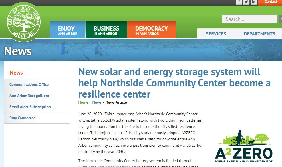 DynamicActions's tweet photo. Ann Arbor's 1st resilience center launches in Aug, a 23kW solar+storage system on a community center in a community of concern. We partnered w/ @A2GOV & #CommunityActionNetwork on this gr8 project, made possible by our client #LeftCoastFund https://t.co/JacN2IU04A #climatejustice https://t.co/Rzz3vEVpy3