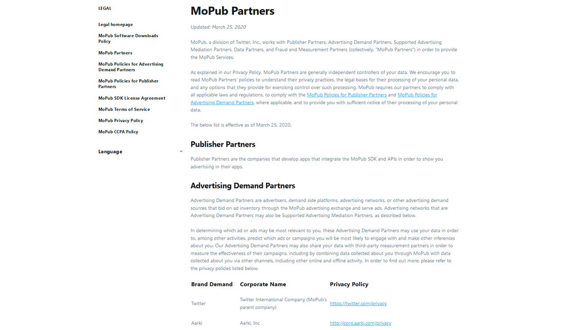 Twitter's mobile advertising arm MoPub lists Mobilewalla as one of many 'demand partners' who 'bid on ad inventory through the MoPub advertising exchange' and are 'independent controllers of your data'.So, Mobilewalla could receive bid data from Twitter: https://www.mopub.com/en/legal/partners