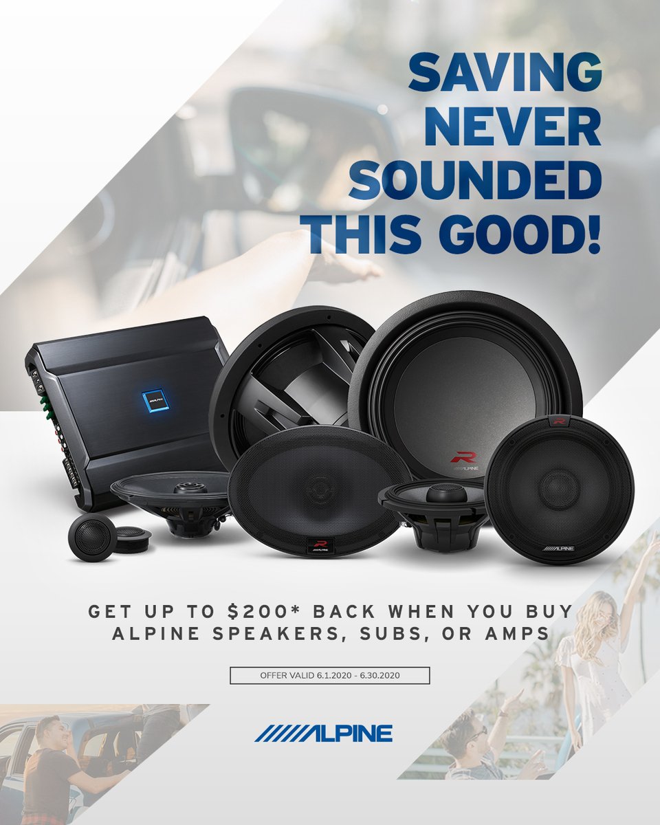 AlpineUSA's tweet photo. LAST CHANCE...
Get to your local authorized Alpine retailer this weekend and take advantage of BIG savings on Alpine.
Full Details: https://t.co/SfBSwoO5F1
#AlpineUSA #AlpineSound #AlpineElectronics #CarAudio #SoundSystem #Speakers #Subwoofers #Amplifiers https://t.co/VCnA1tOBnS