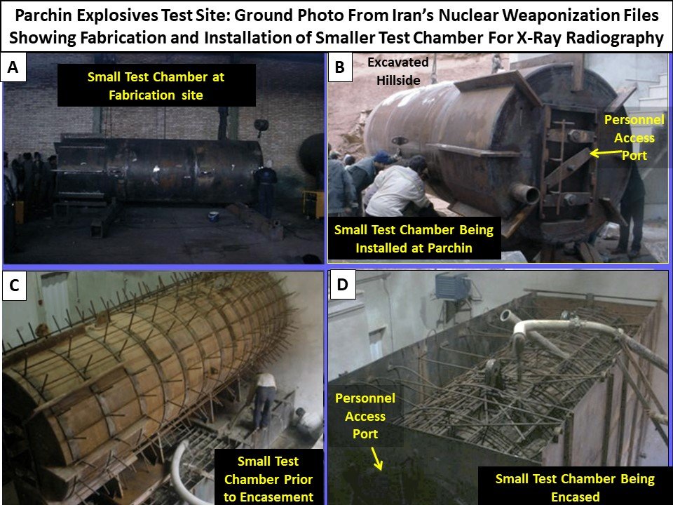  #Iran opposition NCRI:Nov 2014—Iranian regime has built explosive chambers that were to be used particularly for high explosive impact as part of its nuclear weapons program.An explosive chamber was installed and used at Parchin Military Complex. https://www.ncr-iran.org/en/news/ncri-reveals-new-details-on-iranian-regime-s-nuclear-weapons-program/