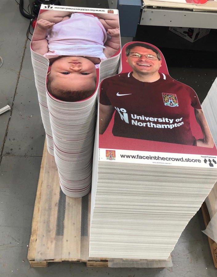 funwithprintuk's tweet photo. HOT OFF THE PRESS 🔥 

@ntfc are on their way to #Wembley ⚽️👍

The latest run of #CobblersInTheCrowd 👞 from @stadiumfaces have been printed and are now being carefully packed for delivery!

Retweet if you’re cutout is going to be cheering on the #Cobblers on Monday ⚽️🥅👥 https://t.co/6anh4zu8KA