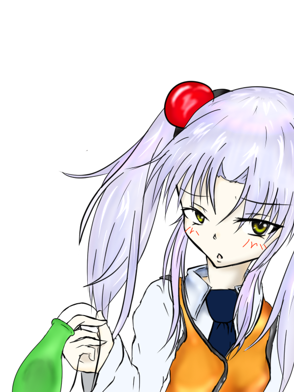 カニクイわんこ ナデシコのホシノルリが風船が割れるまでホースを持たされてきなイラスト 差分の練習で描いてみたけど慣れないなぁ