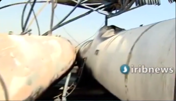  #Iran's regime claims this was a gas tank.-Do they use simple gate valves at sensitive gas tank sites?-And why didn't the massive explosion burn the paint of these ruptured tanks?-And shouldn't these tanks be blown to pieces after that huge blast?