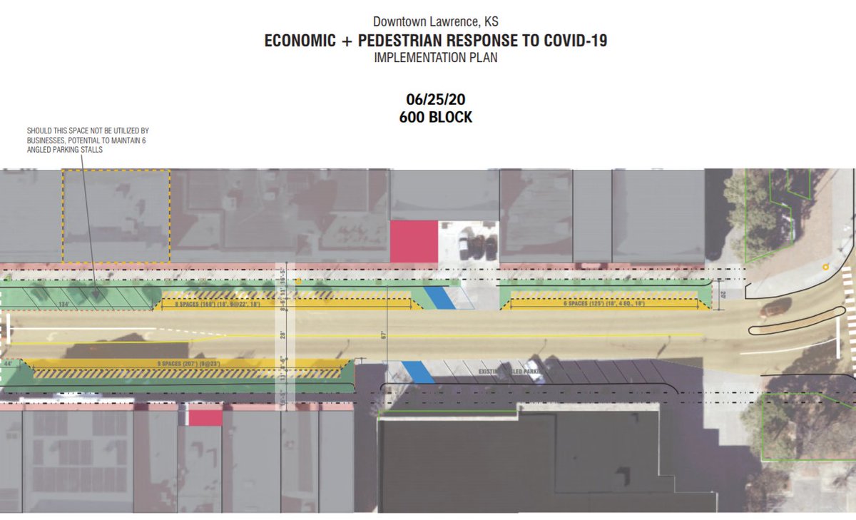 lawrenceks's tweet image. On Monday, City staff will begin the reconfiguration of Mass St for the recently approved plan to allow businesses additional space for retail and dining outdoors during the COVID-19 pandemic. The work will cause traffic alterations on Mass. More info: bit.ly/2YCl4ST