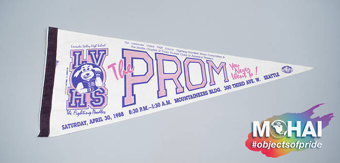 MOHAI's tweet photo. First held in 1983, "The Prom You Never Went To" gave queer people an opportunity to take dates of their choice to a recreated high school prom—and soon became an institution in the local gay and lesbian community. Explore more #ObjectsOfPride at ➡️ https://t.co/ki88PiI6kC https://t.co/edsmCIDb5q