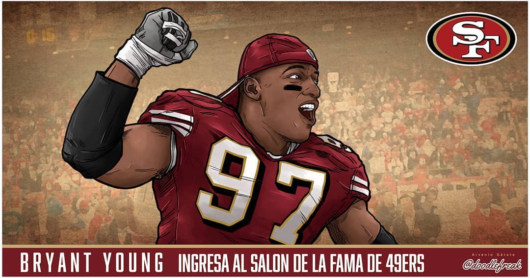 49ersESP's tweet photo. Bryant Young ingresa al Salón de la Fama de #Los49ers 👇🏼

📖https://t.co/6gukEheQMP
🎨 @doodlefreak https://t.co/06IiymSMYG