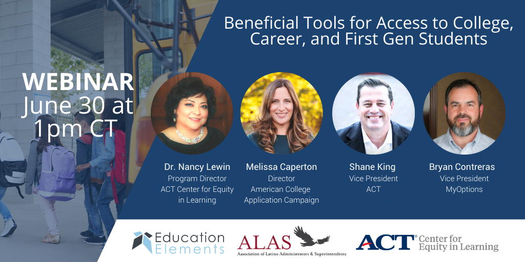 ALASEDU's tweet photo. Next Tuesday, June 30th, @ACT will share ways to keep high school students engaged, on track, and looking forward to their futures while they have more time at home to increase their skills and knowledge. Register today: https://t.co/DGQ0l80X5x
#ALASEDU #EdElements #ACTEquity https://t.co/Il0VYFRgRr
