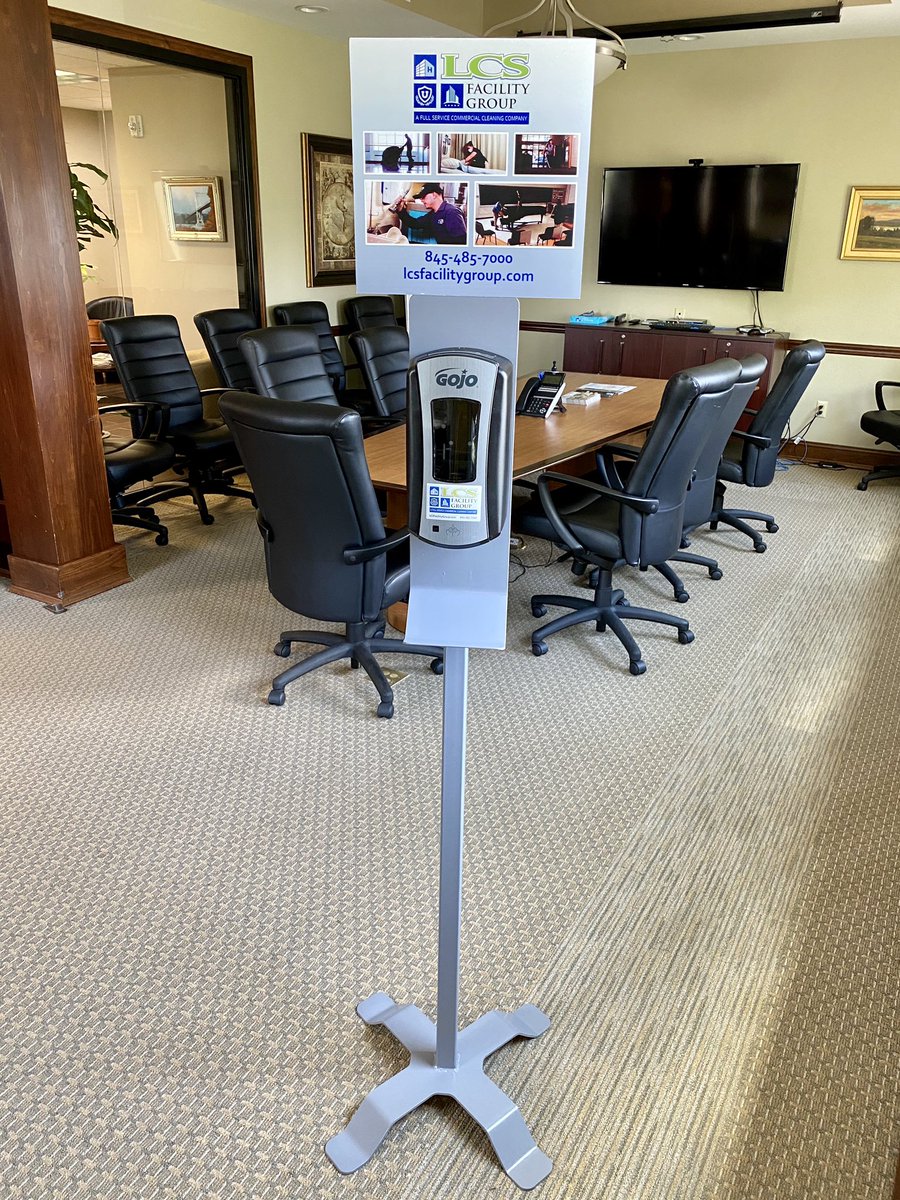 #ThinkLocal &amp; Think #LCS!  Not only can we provide our #essential Total #Disinfection &amp; #Sanitization Service to support your #reopening process - but we also have #HandSanitizer stands available for purchase, made by a #local metal-worker 💪 Inquire at info@LCSFacilityGroup.com