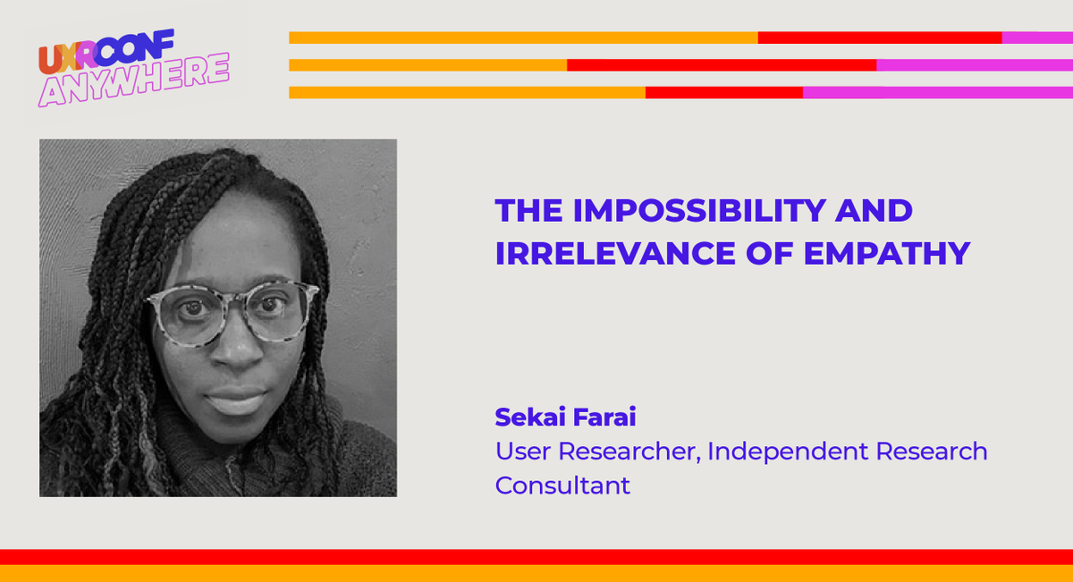 "There is no empathy in the capitalist production of technology."

<a href="/SekaiFarai/">Sekai Farai</a>, #UXRConfAnywhere 👏