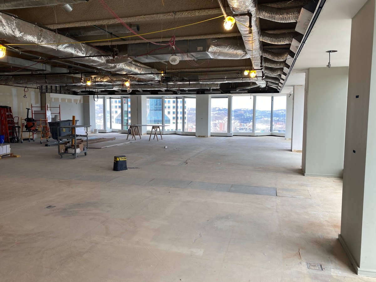 ConfluenceFP's tweet photo. Our Downtown office will be moving into the PPG building in August.  Check out our progress and amazing view of the city. #Pittsburgh #CityViews #ConfluenceFP https://t.co/UIw2ZLD1V4