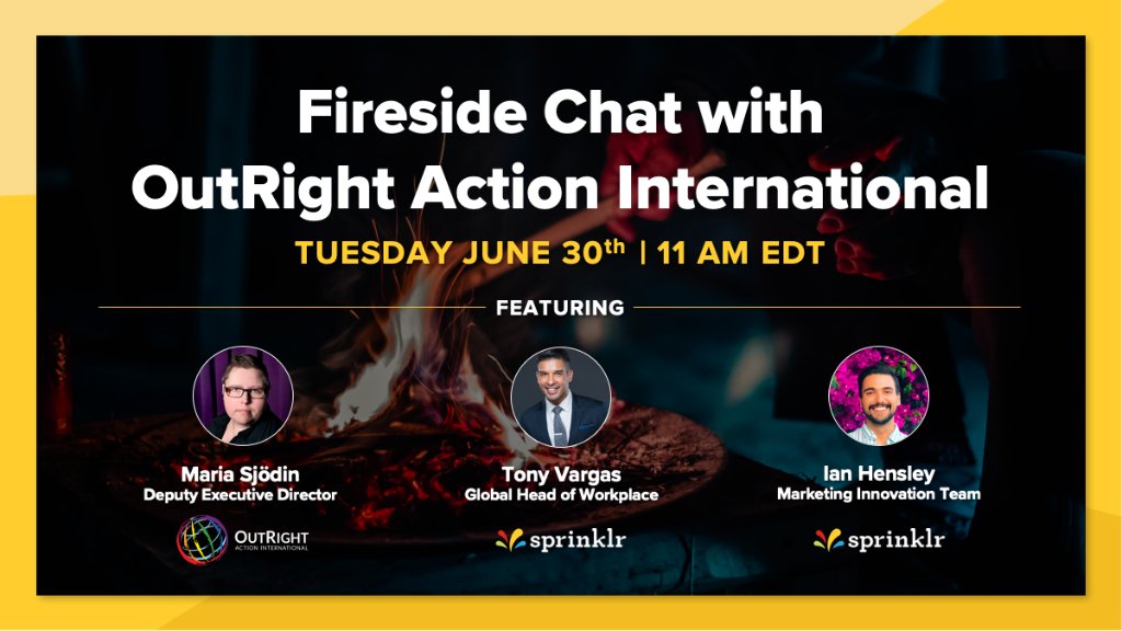 You don’t want to miss our fireside chat with <a href="/sjodinmaria/">Maria Sjodin</a> &amp; @OutRightIntl this Tuesday, June 30th at 11 am ET! See data trends from global #Pride conversations and learn ways we all can be better allies and advocates for LGBTIQ people to drive change 🏳️‍🌈 ms.spr.ly/6015TlTi3