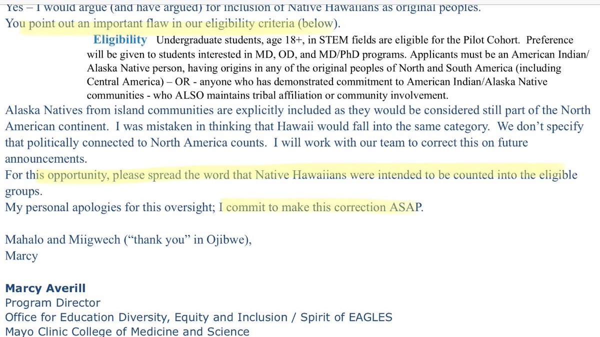 KekoaMDPhD's tweet photo. 🚨UPDATE🚨
I applaud @MayoSNMA @MayoClinicSOM for their dedication to NOT erasing #kanakaʻōiwi #NativeHawaiian #IndigenousDocs from medicine ♥️🙌🏽👏🏽
Learning everyday the power of speaking up and advocating for the #NextGen #NativeHawaiians 💪🏽
@PapaOlaLokahi @uhmed please share https://t.co/CZx6nepgZx