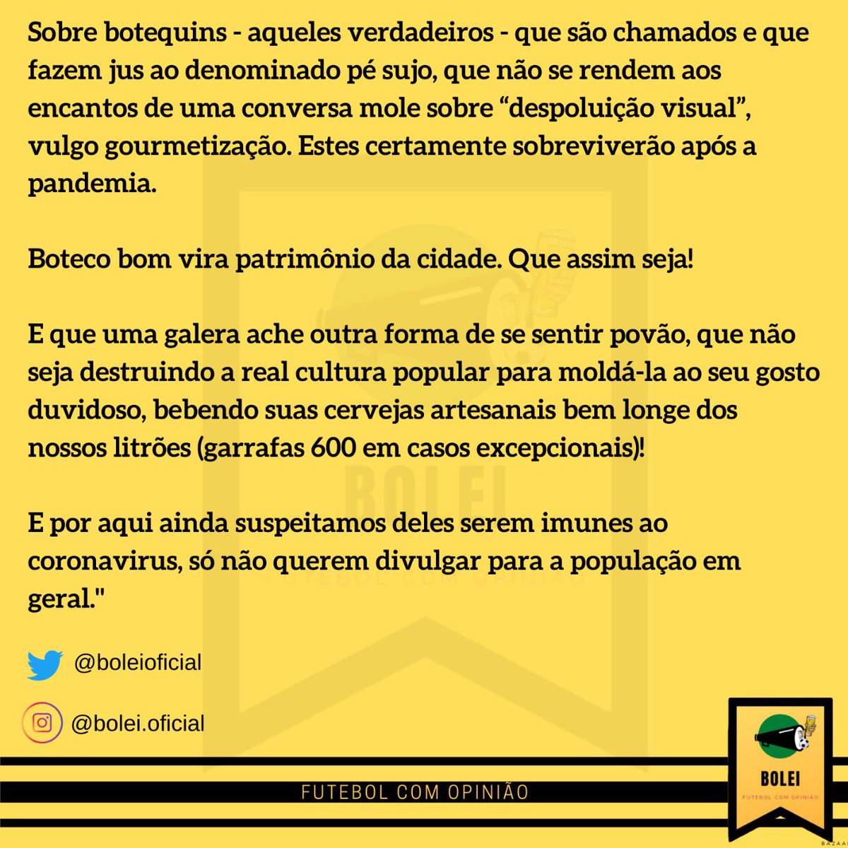boleioficial's tweet photo. Final de expediente Home Office 💻
.
Botar a máscara e ir na vendinha mais próxima comprar um fardo de latão 🍺 .
JBL ligada pra machucar os corações de todos apaixonados e/ou desiludidos 🔥
.
SEXTOU 💥
.
.
.
#Sextou #JBL #Boteco #Latao #HomeOffice #Futebol #Cerveja #Bolei https://t.co/ED1FZwrG3p
