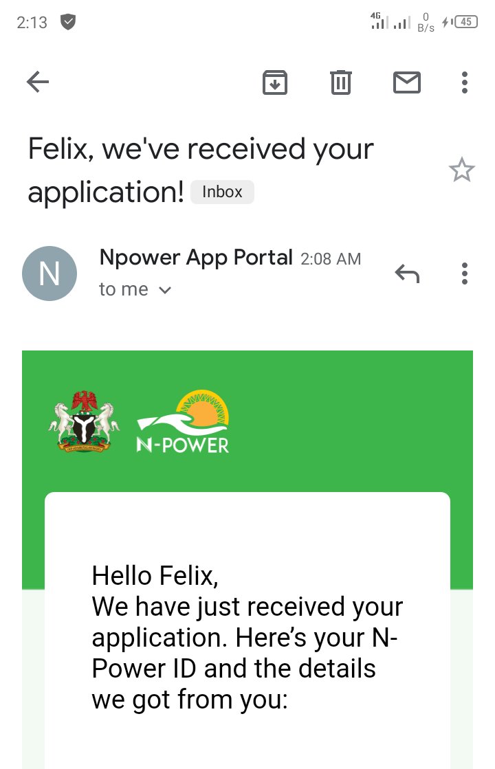 RaphaelOnuku's tweet photo. @npower_ng Registration is now successful!

#NPowerNG
#Npower2020Recruitment
#NPower2020
#NpowerBatchCfacts
#NPowerNG
#SuccessfullyAppliedForNPowerNG https://t.co/RY3TnXh4h7 https://t.co/DkXYw6ck2K