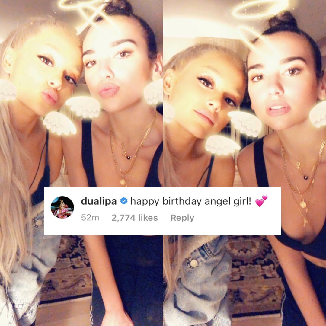Dua Lipa leaves a comment for Ariana Grande wishing her a Happy Birthday! 
