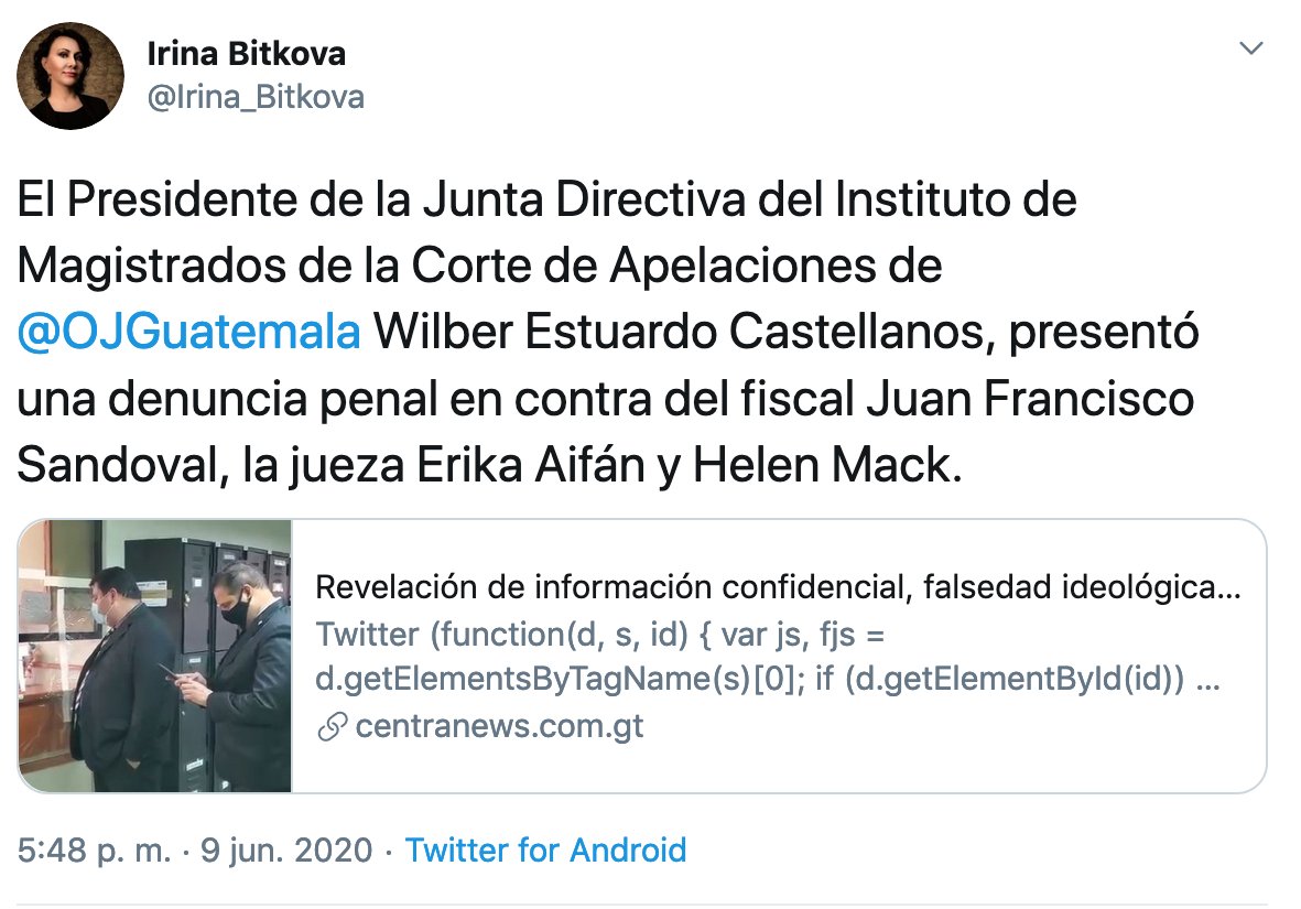 JodyReporta's tweet photo. 11) Estuardo Castellaños denunció al fiscal Juan Francisco Sandoval y lo señaló de integrar una estructura criminal junto a la activista Hellen Mack y la jueza Erika Aifán. Medios y abogados cercanos a casos de corrupción fueron los primeros en darle cobertura. https://t.co/rCvttnVEfW