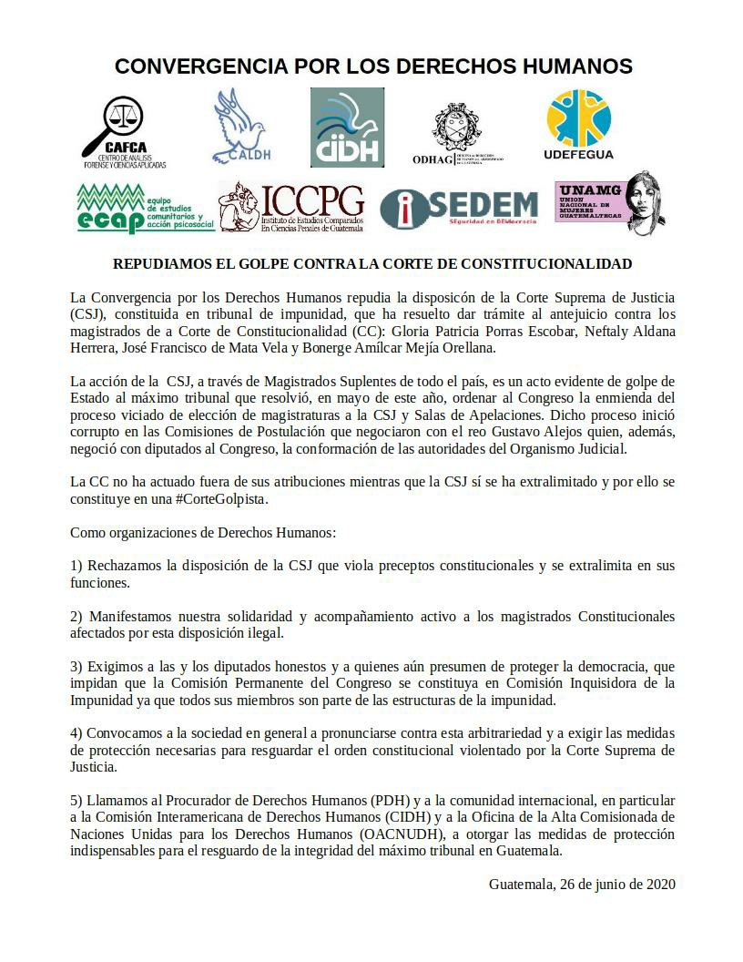 JodyReporta's tweet photo. 13) Estas son algunas muestras rechazo a la resolución contra la @CC_Guatemala: https://t.co/jJWShT0f5E