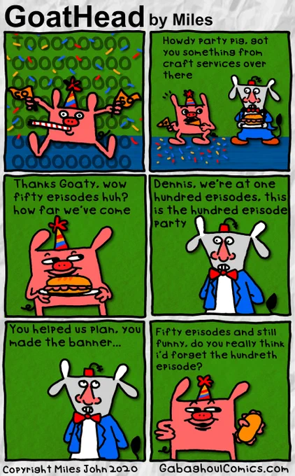 GoatHead Episode 100: A Monolithic Occasion
GoatHead stickers on sale now at https://t.co/0TnPwmv64J
#GoatHead #Webcomic #Webcomics 