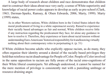 Then they go for the kids, including pre-schoolers. So, for those who asked the other day, these would be the studies DiAngelo cited in the British TV interview saying kids as young as four see white identity as positive. The quoted one presumes the US is "white supremacist."