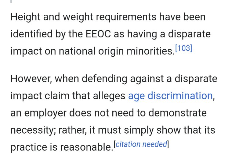 Skipping around and getting a little bored Noted the disparate impact issue, which I'd forgotten about and which has led to this curious findingAlso old people are less protected than other classes (if you curious where old people stood on the status hierarchy)