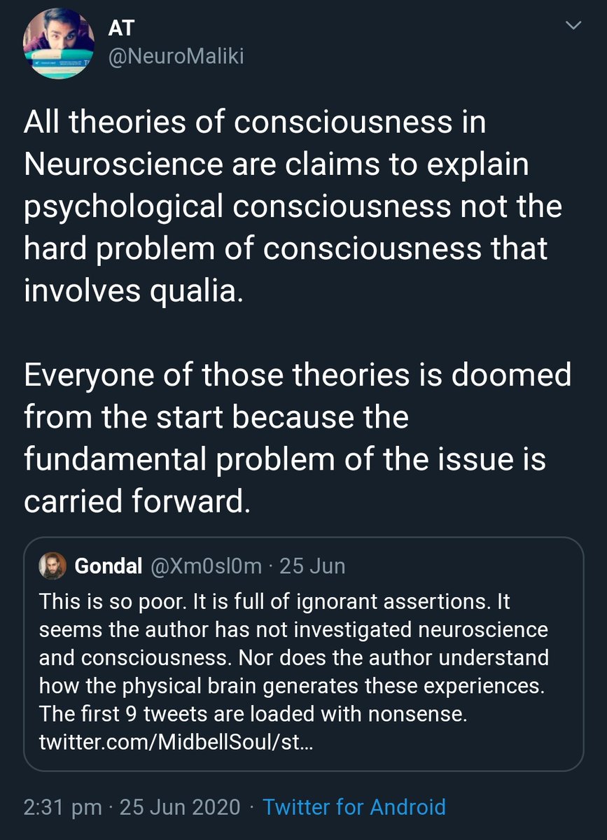 Gondal with his usual autistic murmuring "THIS IS NONSENSE, I AM NEUROSCIENCETESTICALIST".Along comes a person with an actual Neuroscience background & qualification, to put the charlatan Gondal back in his place.