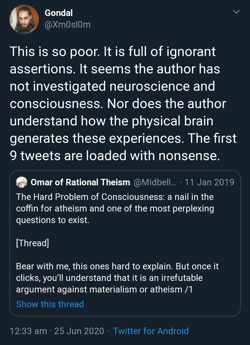 Gondal with his usual autistic murmuring "THIS IS NONSENSE, I AM NEUROSCIENCETESTICALIST".Along comes a person with an actual Neuroscience background & qualification, to put the charlatan Gondal back in his place.