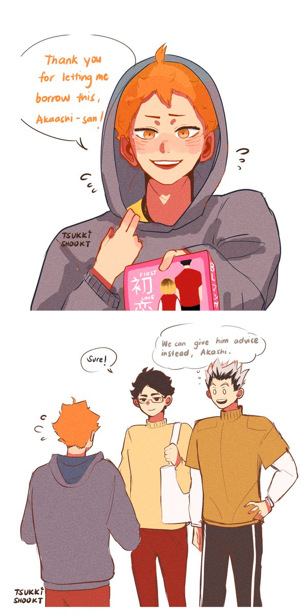 quick doodles!! 
hinata borrows a BL manga 