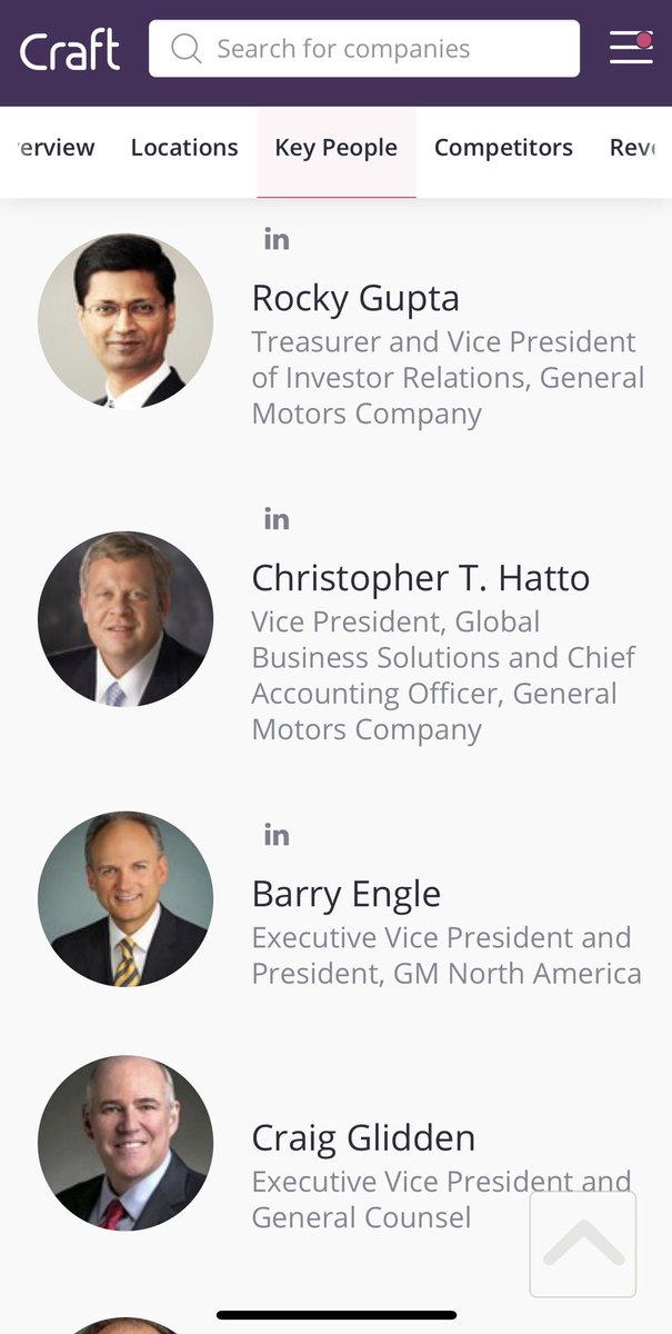  General Motors:  https://craft.co/general-motors/executives