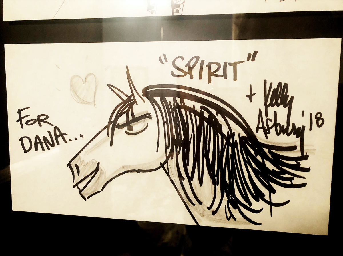 That same afternoon, he came to my cubicle and slipped a piece of paper across the desk towards me. I kept it safe on the plane home, and presented it to my partner reverently. After blinking at it for a few seconds, she looked and me and said "....I didn't mean THE HORSE!!!!!"