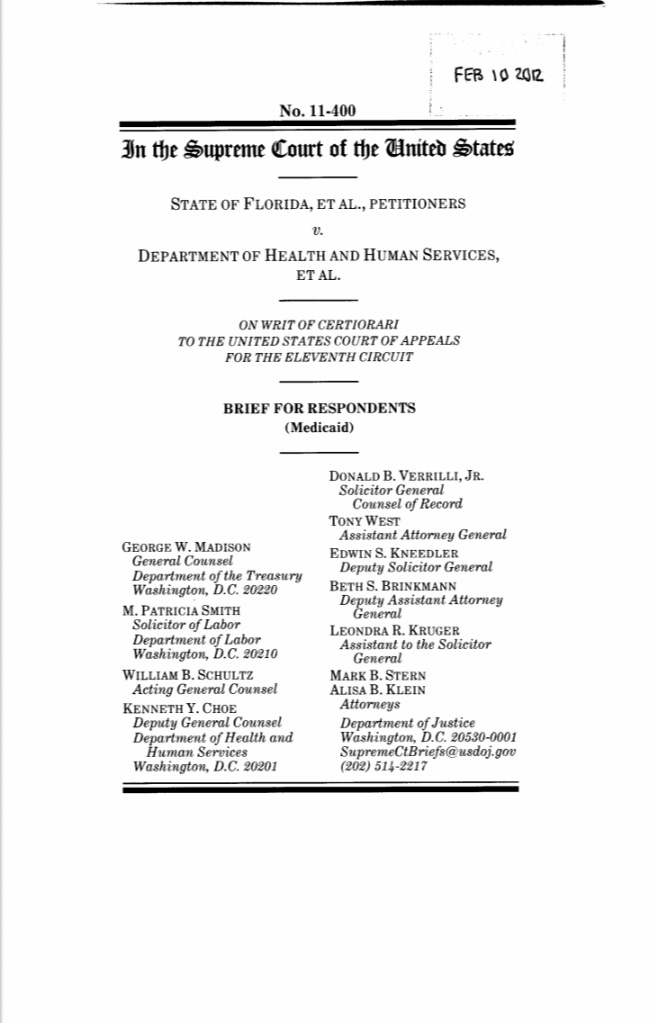 Look at DOJ's brief filed yesterday, asking SCOTUS to gut the entire Affordable Care Act. Now look at the 2 prior DOJ Affordable Care Act briefs filed by the same Office, during Obama. The longtime career Deputy Solicitor General Ed Kneedler, is *missing* from Trump's. 1/2