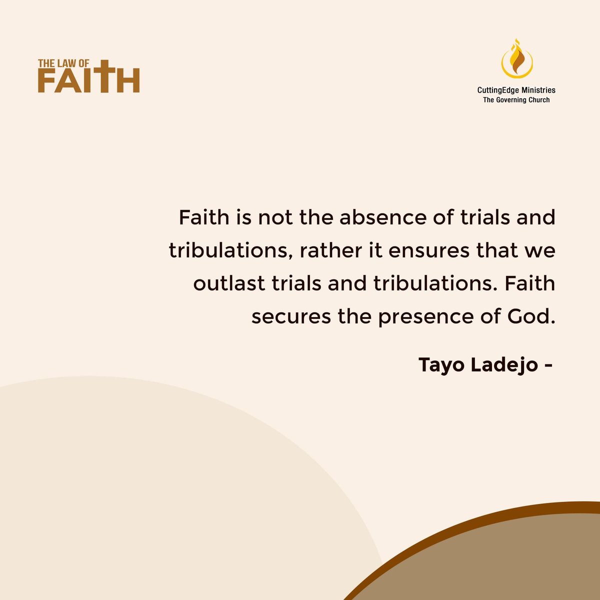 tayo_ladejo's tweet photo. Faith is not the absence of trials and tribulations, rather it ensures that we outlast trials and tribulations. Faith secures the presence of God.

Pastor Tayo Ladejo
#ChurchonTheAir
#TheLawofFaith https://t.co/Du5D0kjHzq