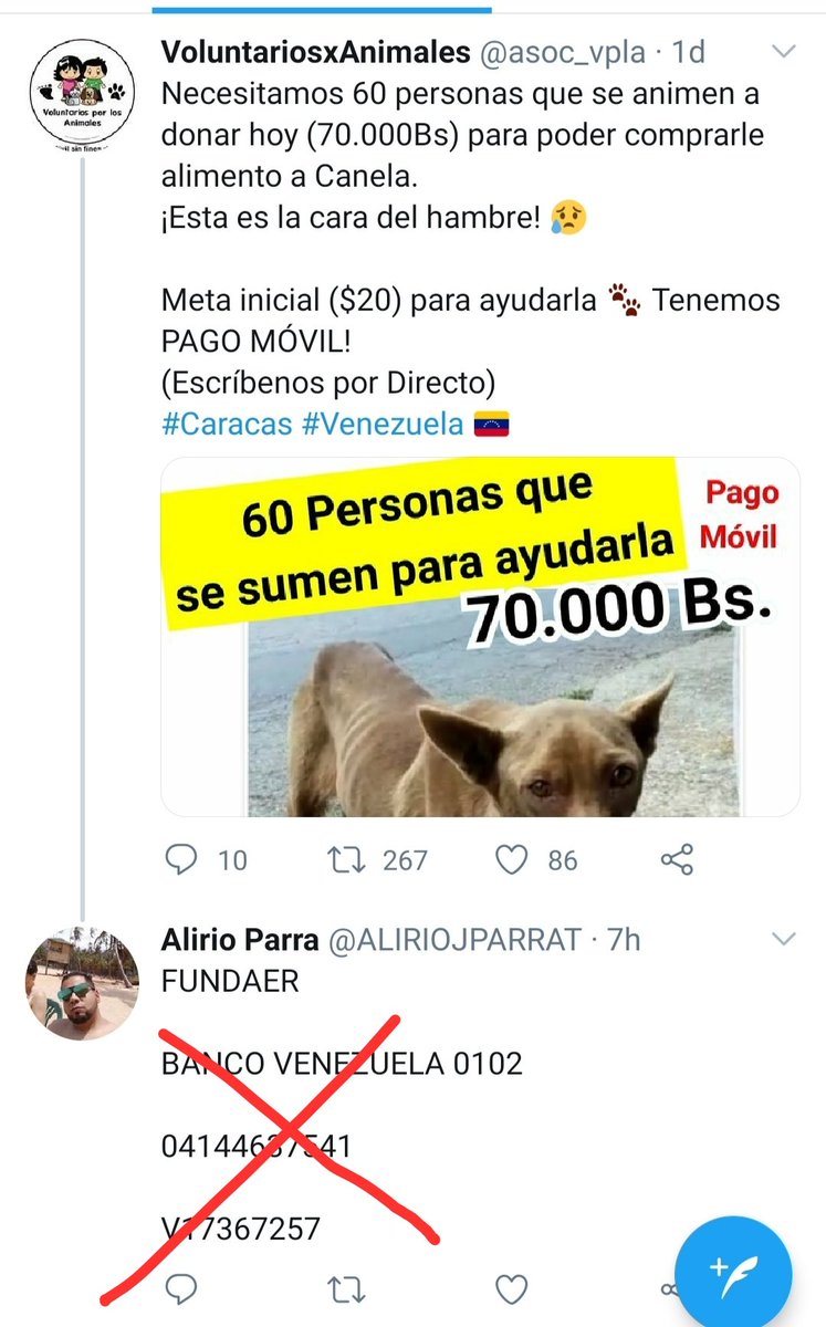 asoc_vpla's tweet photo. URGENTE 🚨!!! Este individuo coloca sus datos bancarios de pago móvil en nuestras publicaciones para robarse la ayuda que necesitamos para el alimento de nuestros rescatados, por favor NO REALIZAR NINGÚN DONATIVO A ESOS DATOS 🚨 Ayúdanos a difundir 🙏 https://t.co/cZx3wVlV5e