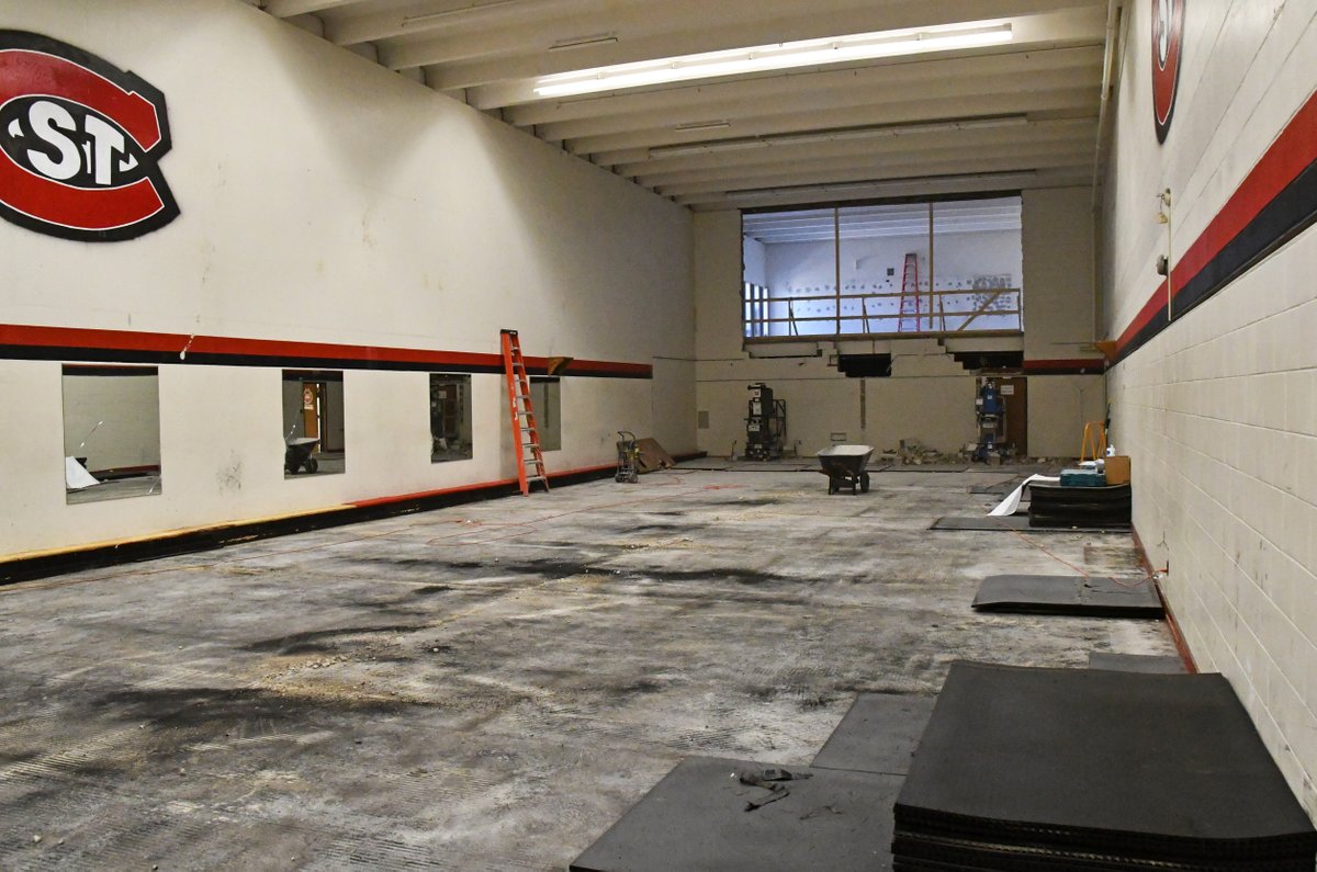 SCSUHuskies's tweet photo. The work has begun on the renovation of the @SCSUHUSKIES Halenbeck Hall Strength and Conditioning Center (June 26).  Thanks to all who have helped support this project, and bring a much needed new training facility online in 2020-21.  
#HuskiesStronger
#UnleashSCSU https://t.co/ec2ODES892