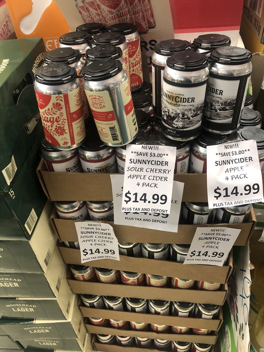 sunnycider_ca's tweet photo. One of the best prices I’ve seen our ciders for. Four packs for $14.99 at Deerpoint Liquor in Deer run. 

#sunnycider #yyccider #communitycourage #applecider #sourcherry #realcider https://t.co/akyHYpbhpJ
