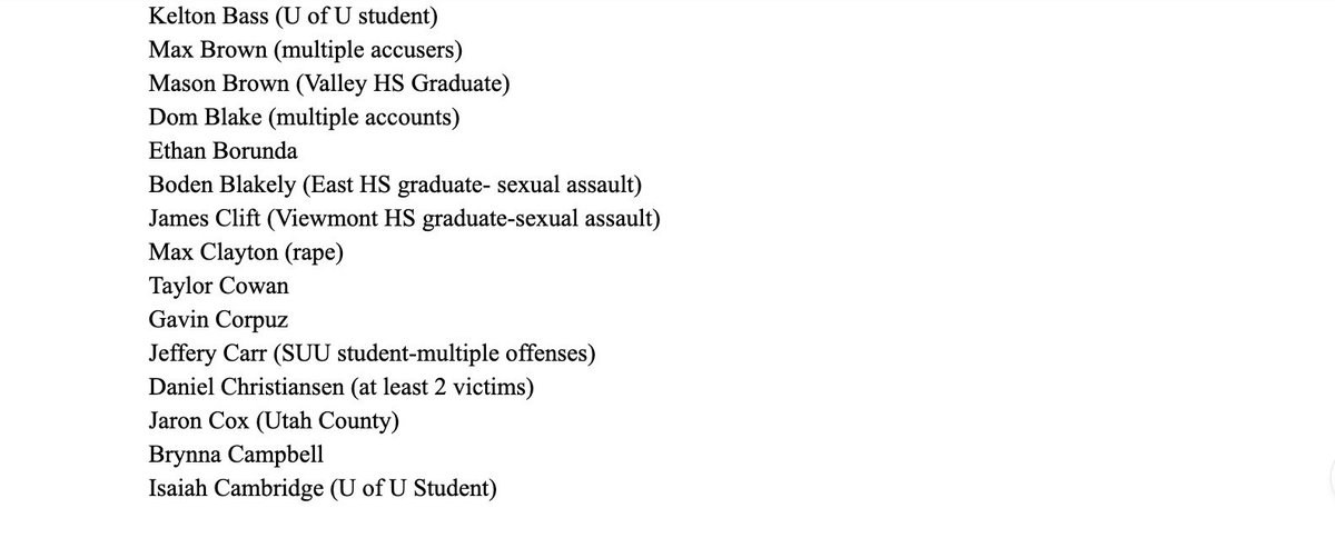 ExposedSlc's tweet image. Official list recovered, new additions coming soon #exposeutah #exposeslc #utahrapists (1/?)