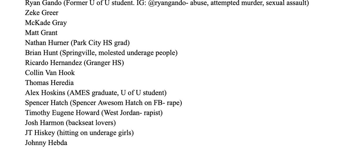 ExposedSlc's tweet image. Official list recovered, new additions coming soon #exposeutah #exposeslc #utahrapists (1/?)