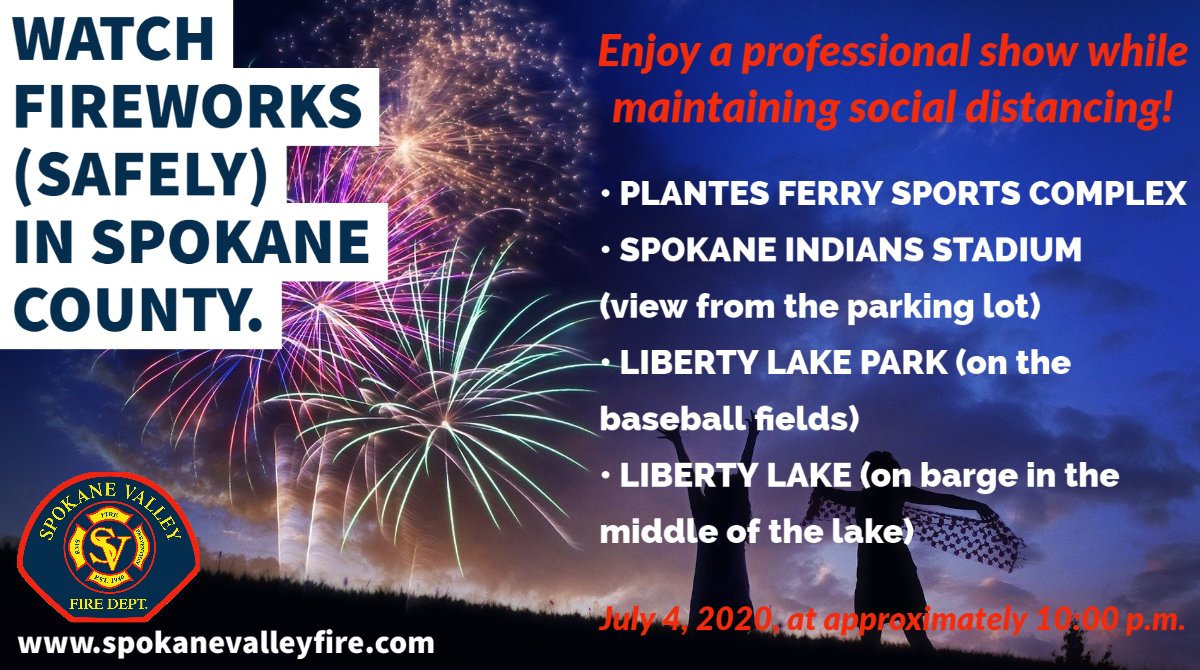 SpokaneValleyFD's tweet photo. Looking for a Fireworks show to safely watch in Spokane County?  Here are 4 locations to watch from the safety of your car.
#fireworkssafety #keepingourcommunitysafeandhealthy #celebrating4thofjulystyle #savinglives #firesafety #reducingfirerisk https://t.co/DqSnSdP5nU